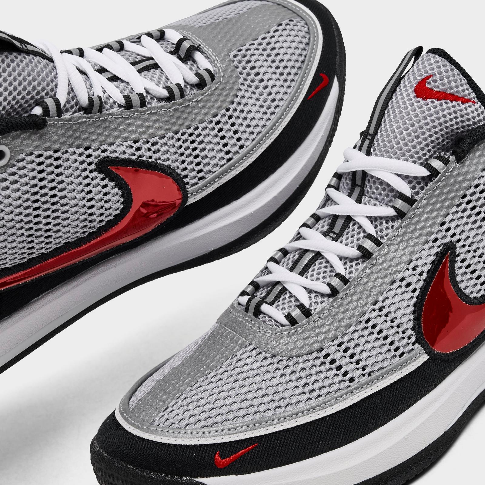 Men's Nike Book 2 SE Denim Basketball Shoes - Metallic Silver/Sport Red/Black/White
