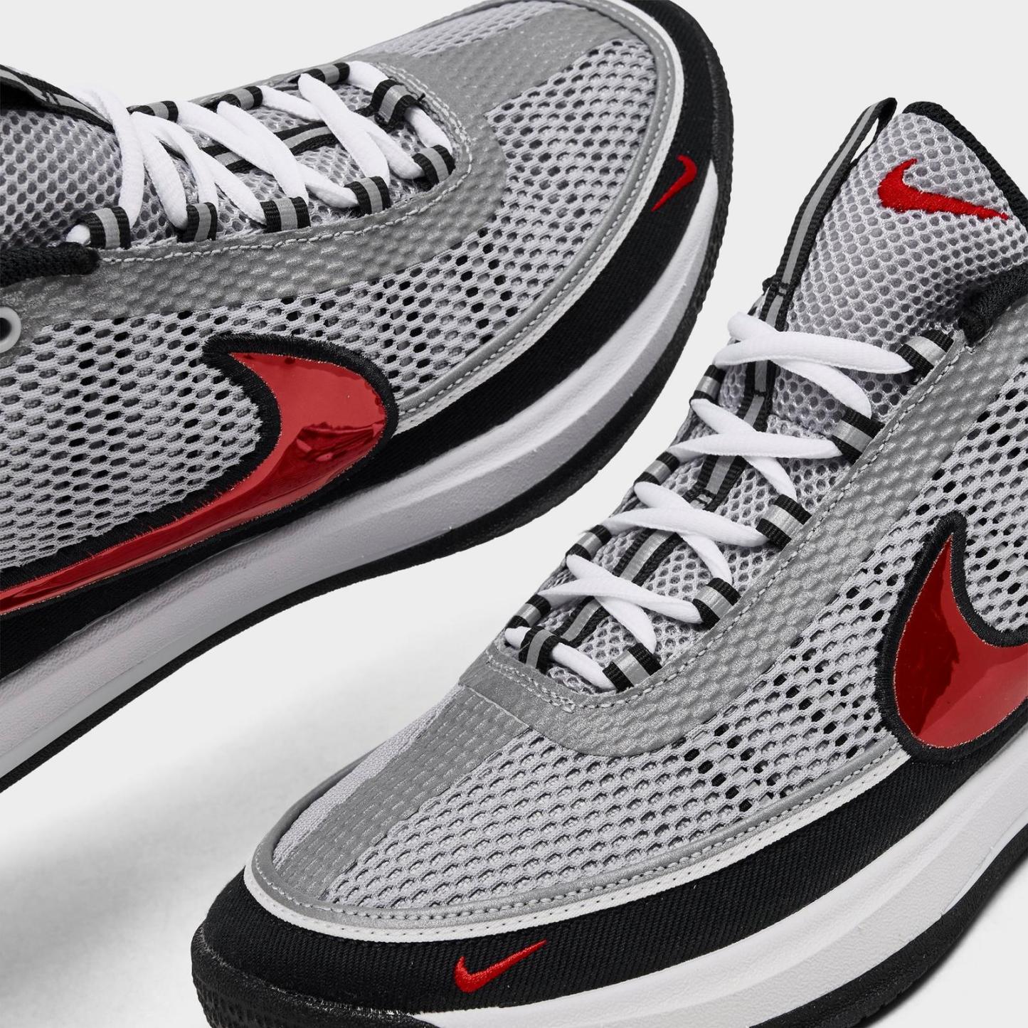 Men's Nike Book 2 SE Denim Basketball Shoes - Metallic Silver/Sport Red/Black/White