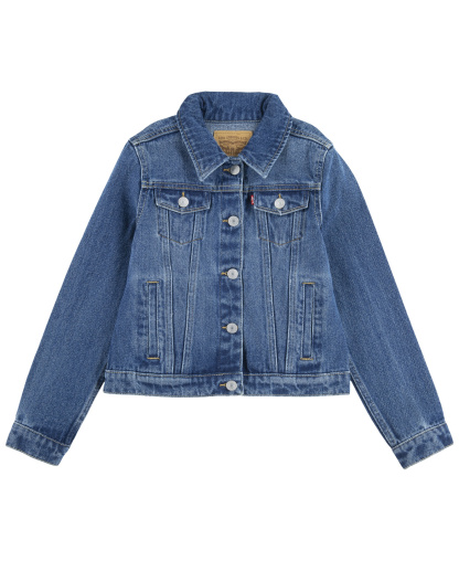 Levi's Big Girls Stylish Collared Denim Trucker Jacket - Med Blue