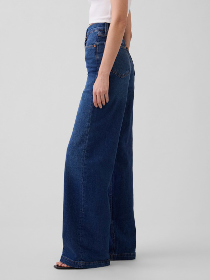 High Rise Stride Wide-Leg Jeans - Dark wash