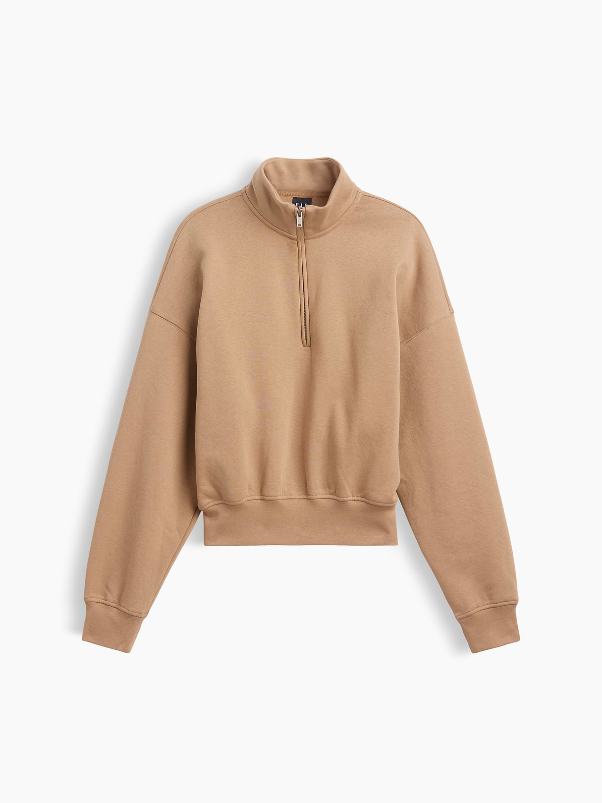 VintageSoft Oversized Half-Zip Wedge Pullover - Camel tan