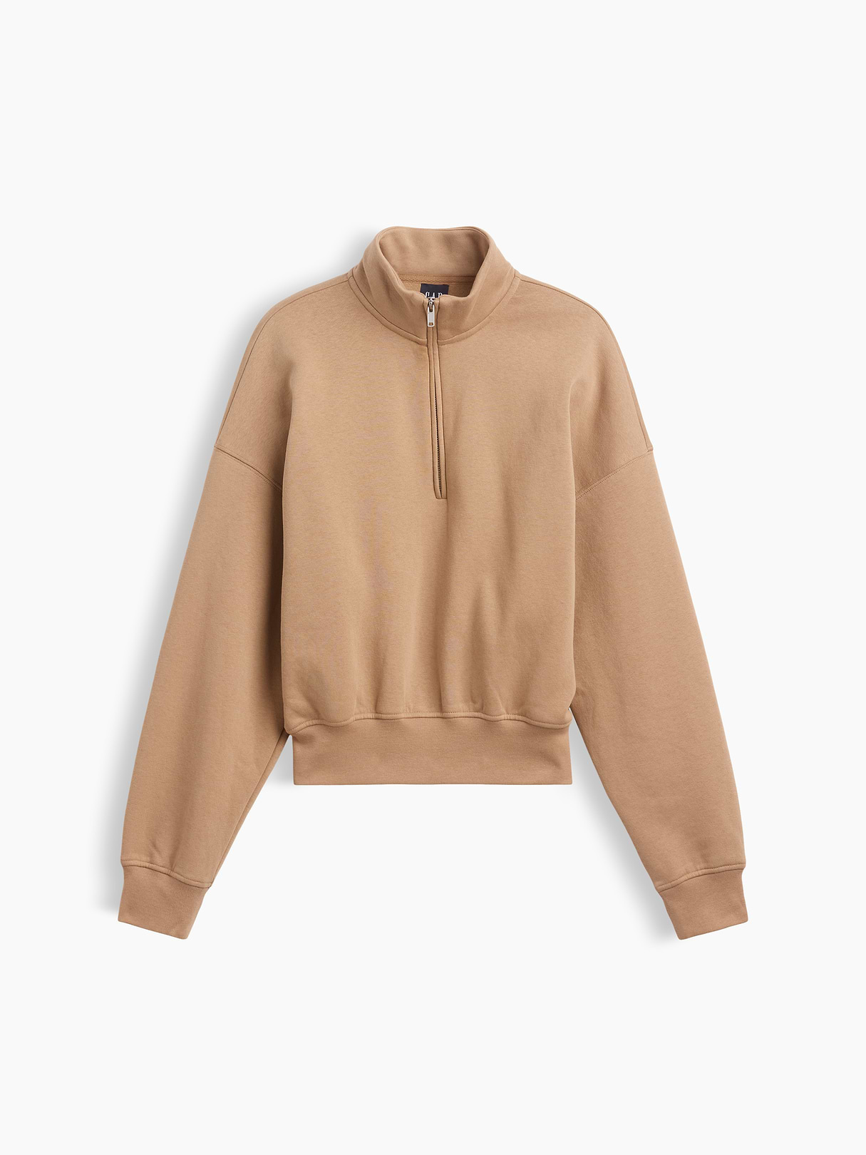 VintageSoft Oversized Half-Zip Wedge Pullover - Camel tan