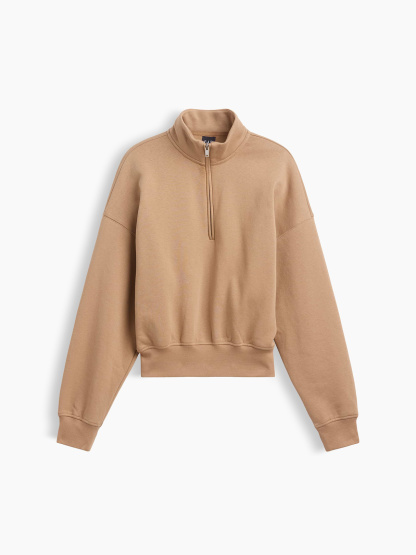 VintageSoft Oversized Half-Zip Wedge Pullover - Camel tan
