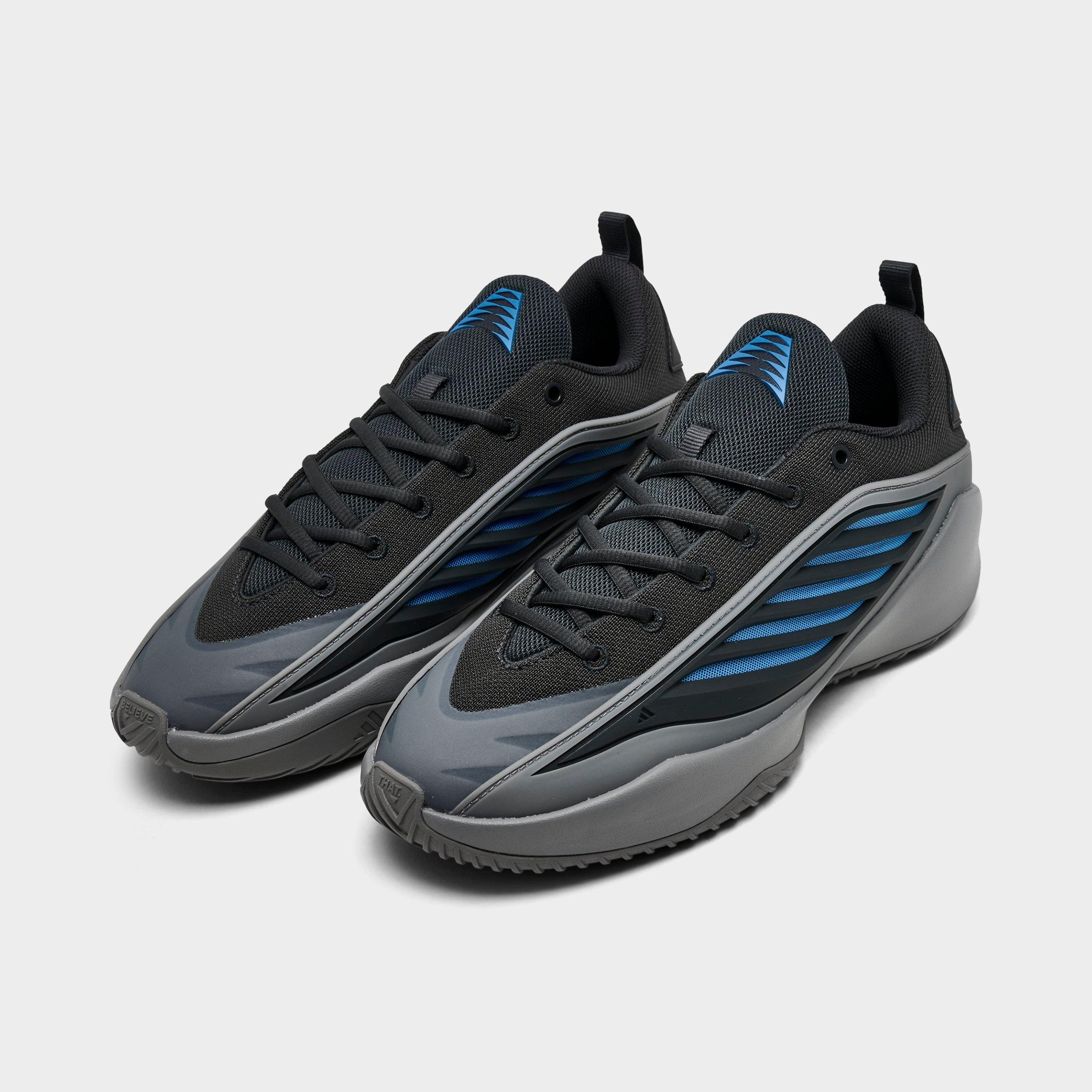 Men's adidas Believe That 1 Basketball Shoes - Carbon/Grey/Lucid Ray Blue - Both shoes facing left
