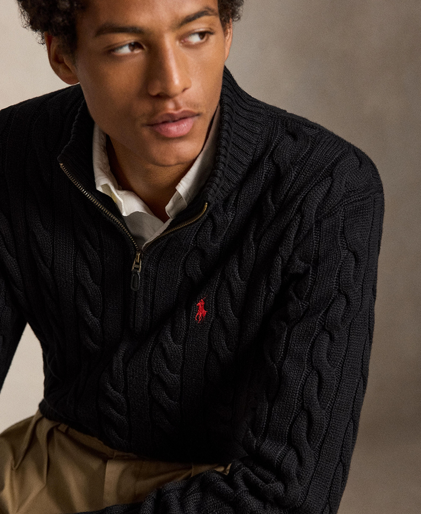 Polo Ralph Lauren Men's Cable-Knit Cotton Sweater - Polo Black