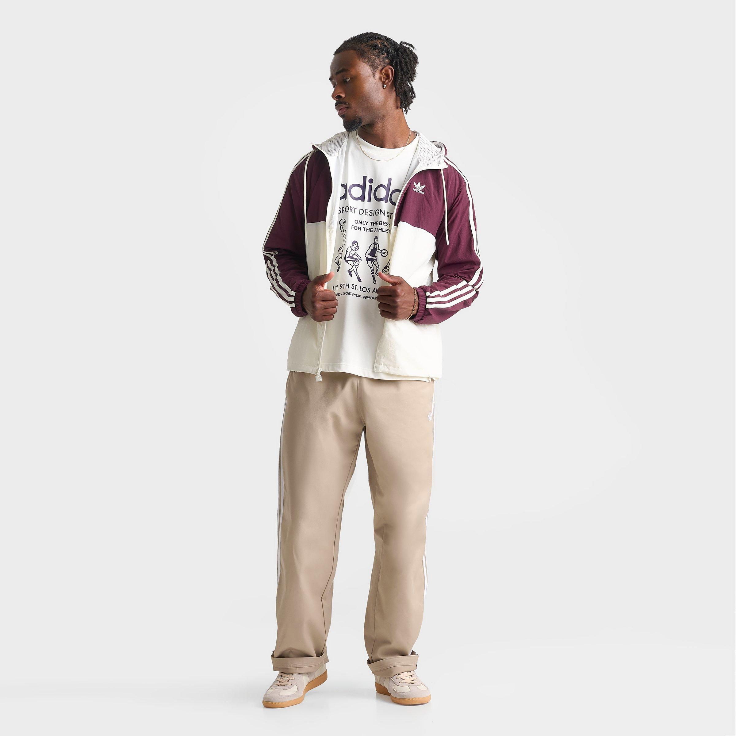 Men's adidas Originals Terrace Woven Full-Zip Windbreaker Jacket - Maroon/Off White