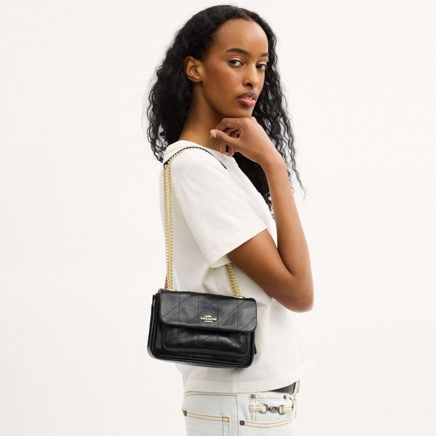 Elodie Crossbody Bag 18 With Quilting - Gold/Black - view 2