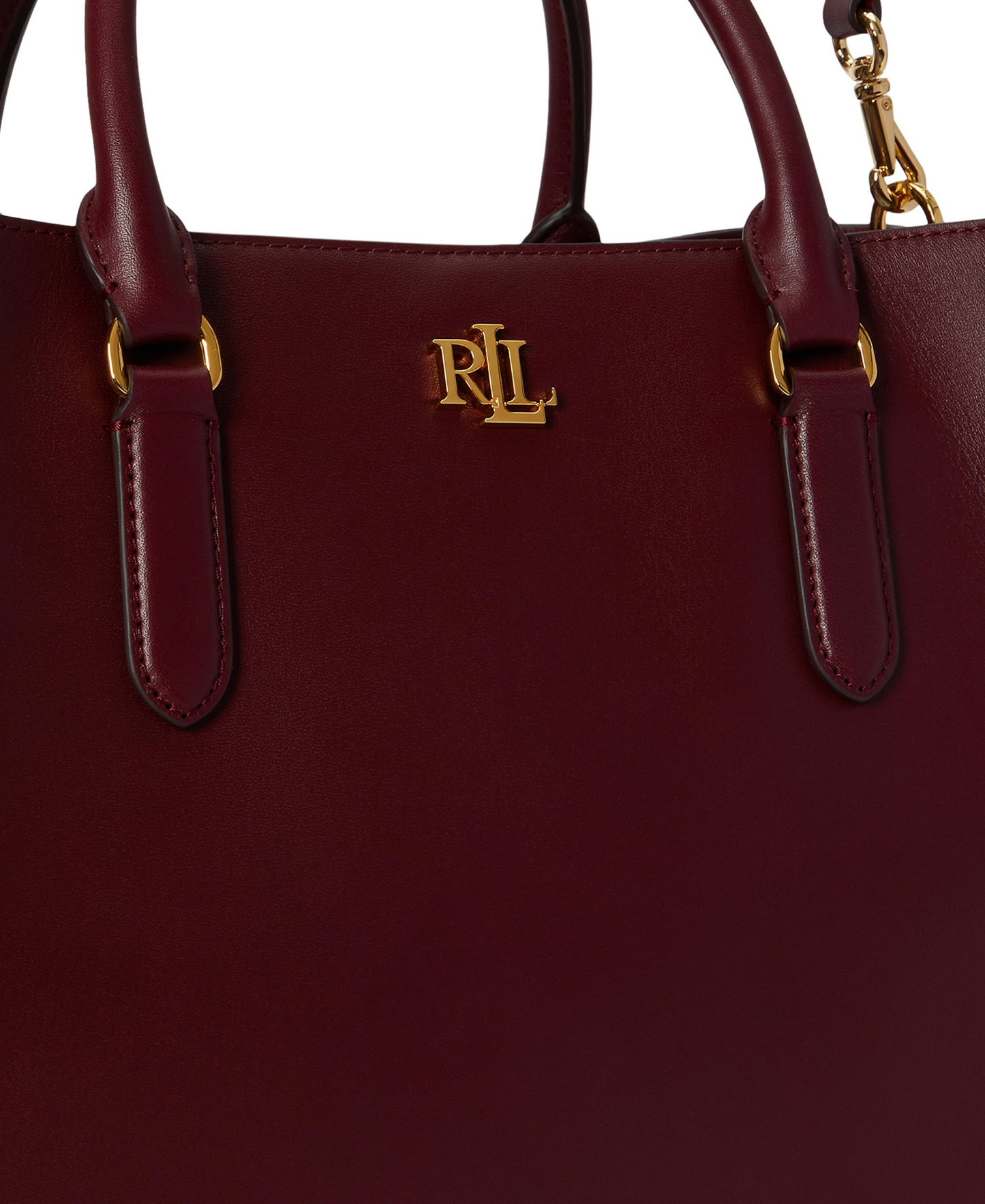 Lauren Ralph Lauren Full-Grain Leather Large Marcy Satchel Bag - Dark Garnet