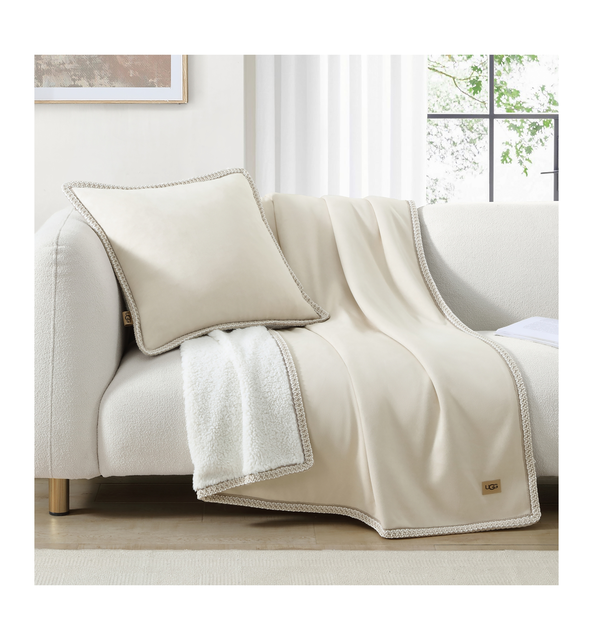 UGG® Kirkwood UGG Braid Decorative Pillow, 20" x 20" - Birch