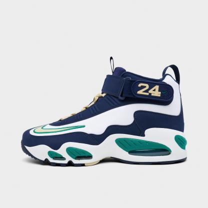 Men's Nithtke Air Griffey Max 1 Casual Shoes - Midnight Navy/Fresh Water/Summit White/Team Gold - Left shoe facing left. Outside of the shoe.
