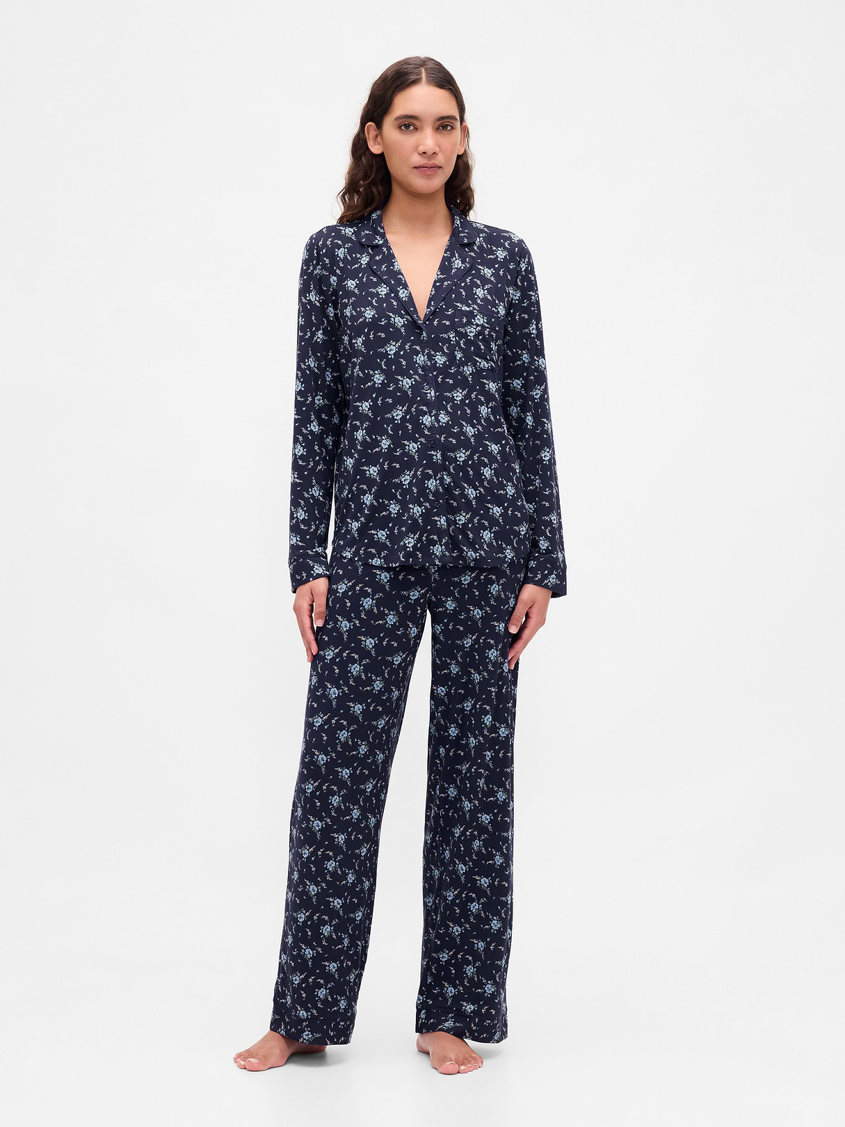 SoftMade Modal PJ Top - Navy blue floral