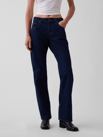 Mid Rise Straight Taper Jeans - Rinse wash