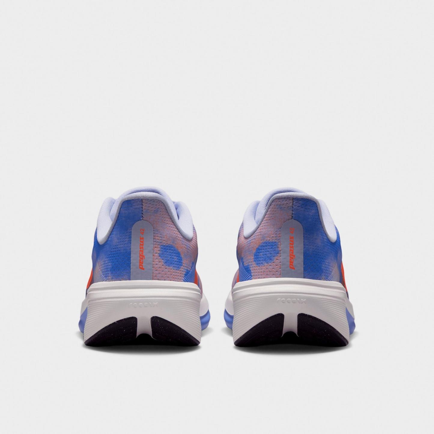 Women's Nithtke Pegasus 42 Running Shoes - Part 2 - Bleached Lilac/Royal Pulse/Summit White/Hyper Crimson - Back view