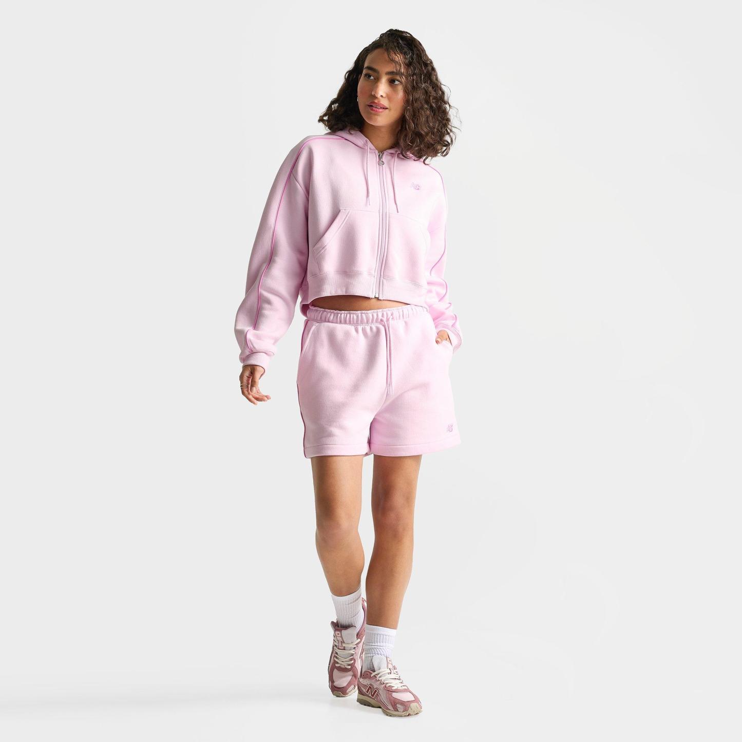 Women's New Balance Piped Fleece Shorts - Light Raspberry - view 2