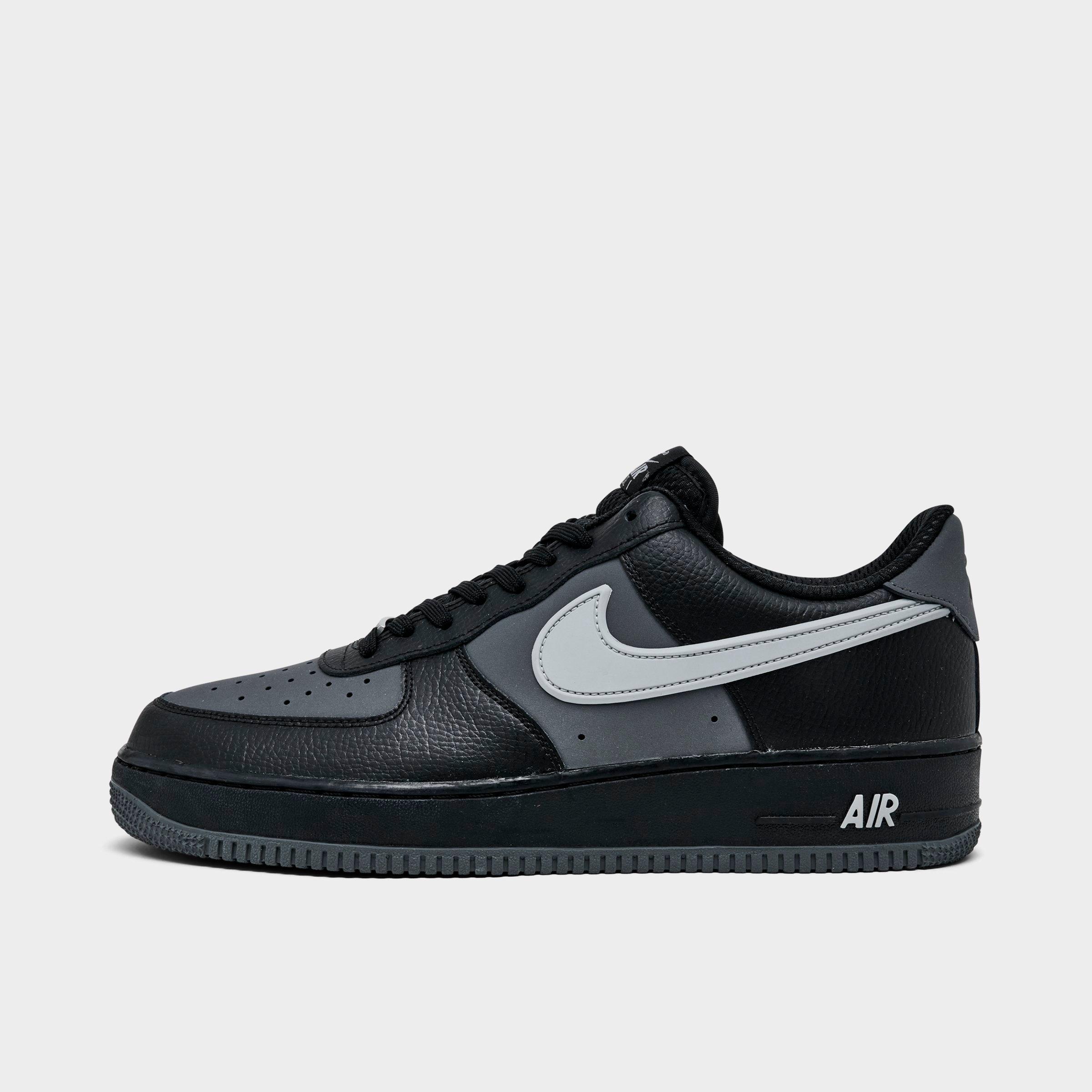 Men's Nithtke Air Force 1 '07 LV8 Casual Shoes - Part 3 - Black/Iron Grey/Light Smoke Grey - Left shoe facing left. Outside of the shoe.