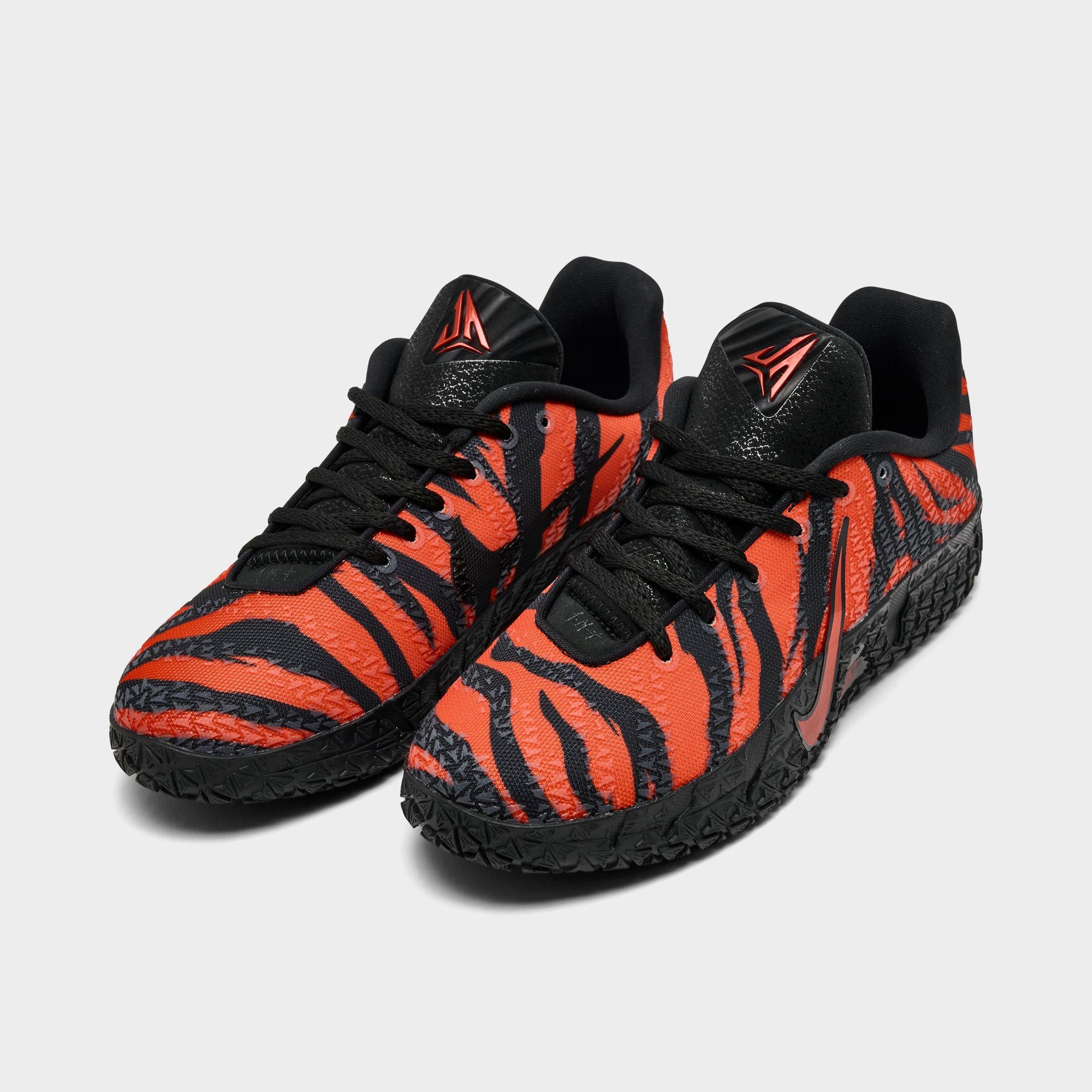 Big Kids' Nithtke Ja 3 Basketball Shoes - Safety Orange/Black/University Red - Both shoes facing left