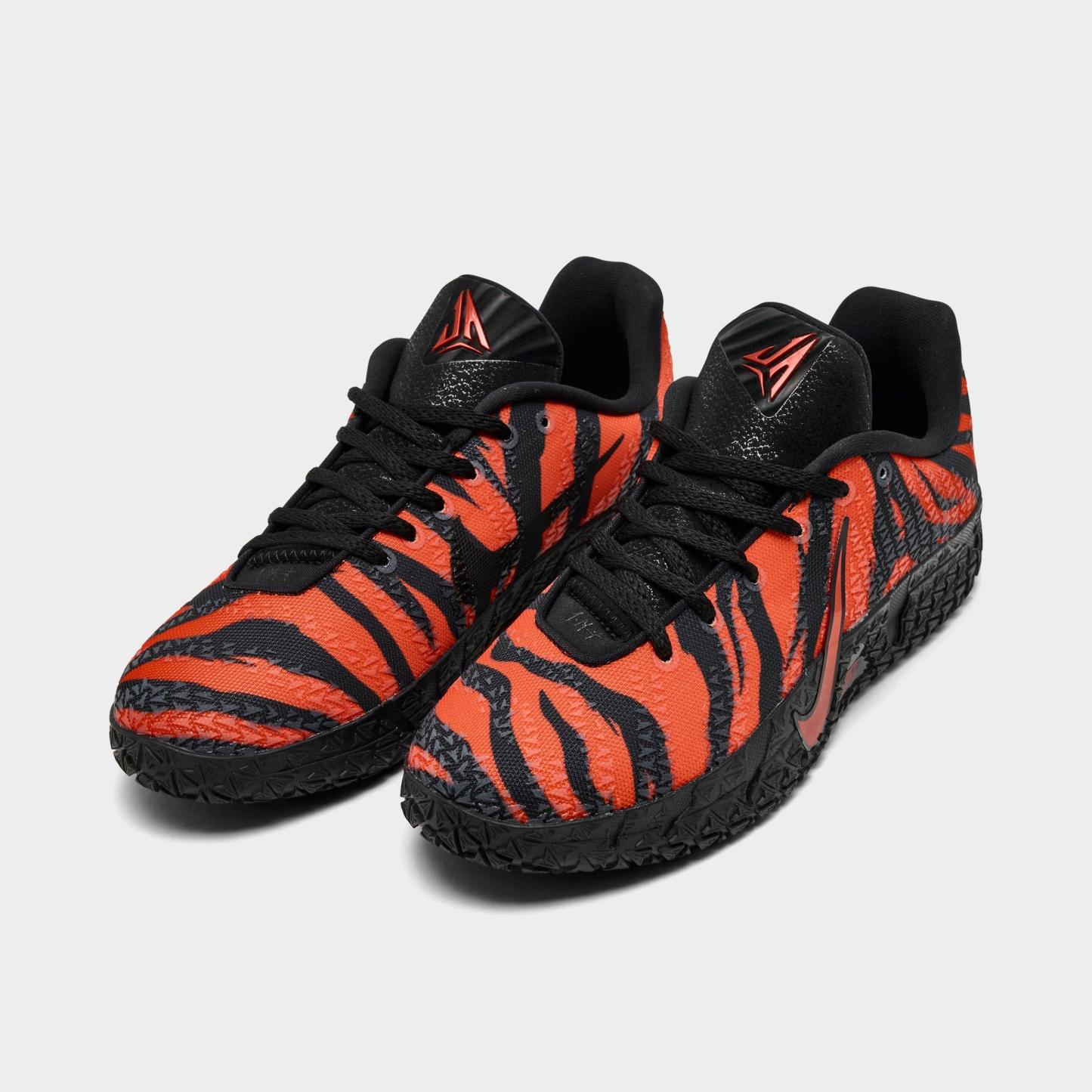 Big Kids' Nithtke Ja 3 Basketball Shoes - Safety Orange/Black/University Red - Both shoes facing left