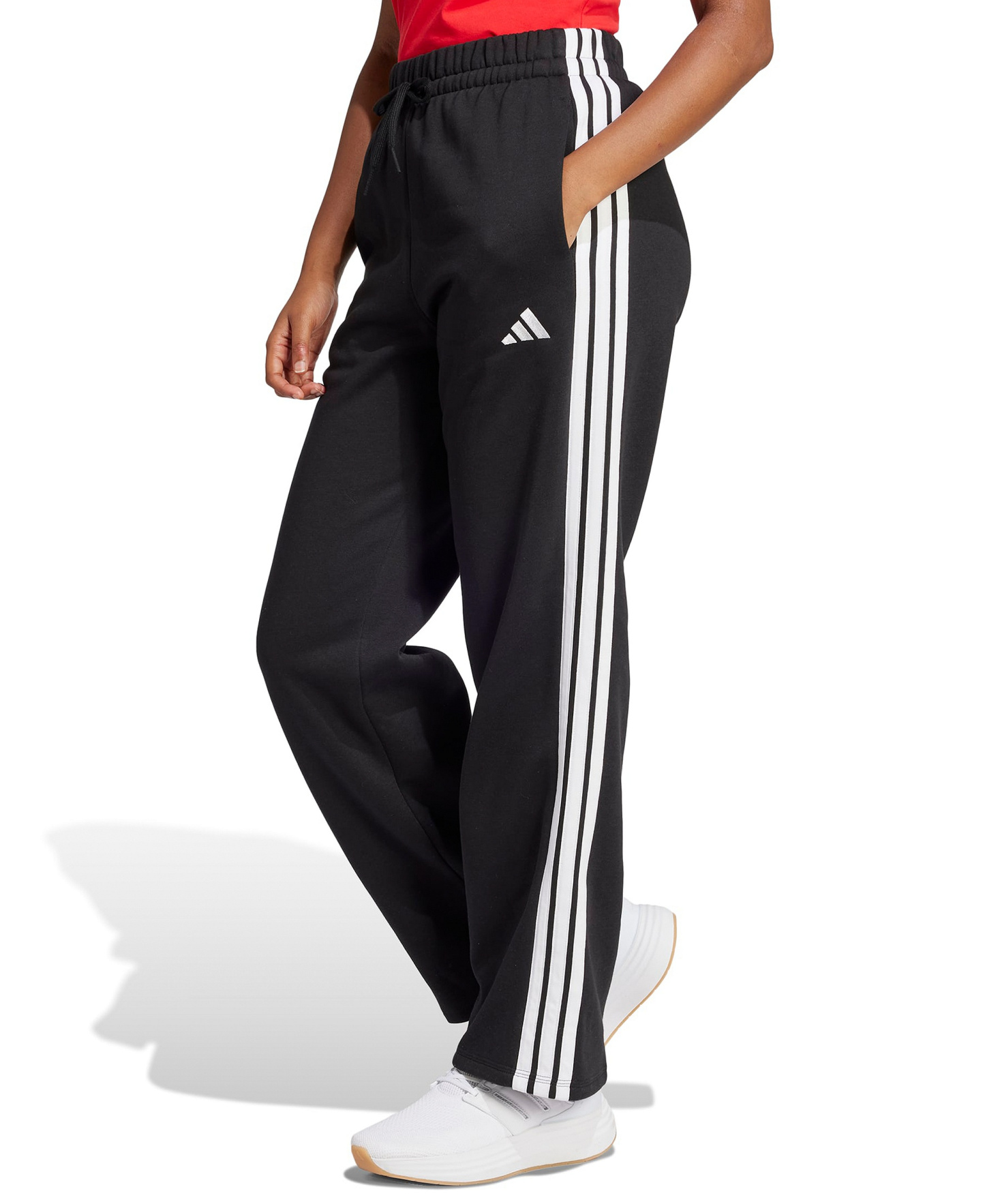 adidas Women's Essentials 3-Stripes Fleece Slim Pants - Black