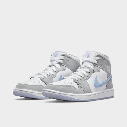 Women's Air Jordan Retro 1 Mid Casual Shoes - Psychic Blue/Sail/Coconut Milk/Neutral Grey - view 2