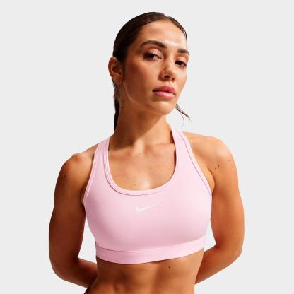 Women's Nithtke Swoosh Medium Support Sports Bra - Pink Foam/Stone Mauve/White