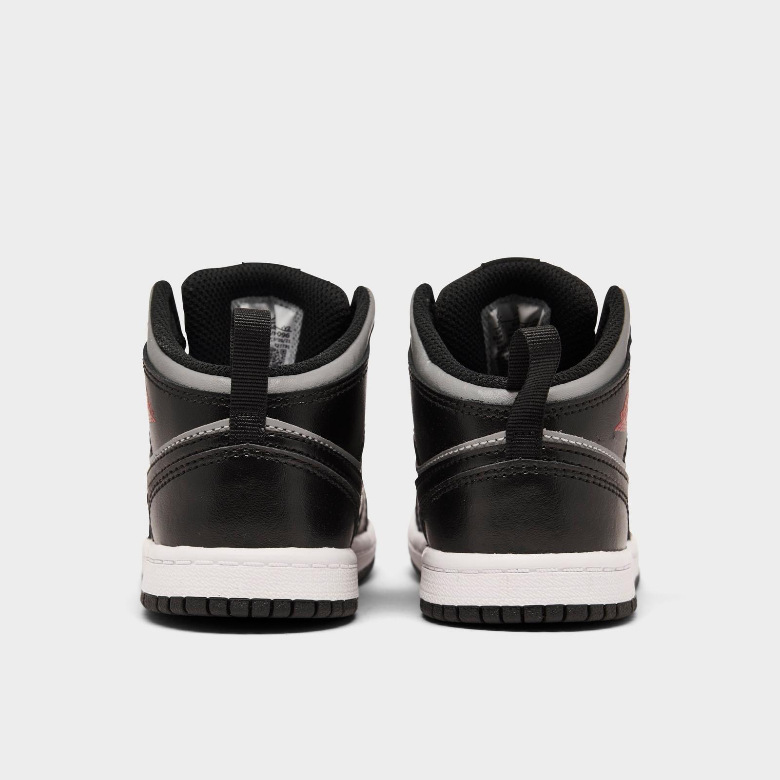 Boys' Toddler Air Jordan Retro 1 Mid Casual Shoes - Black/Gym Red/Particle Grey/White - view 4
