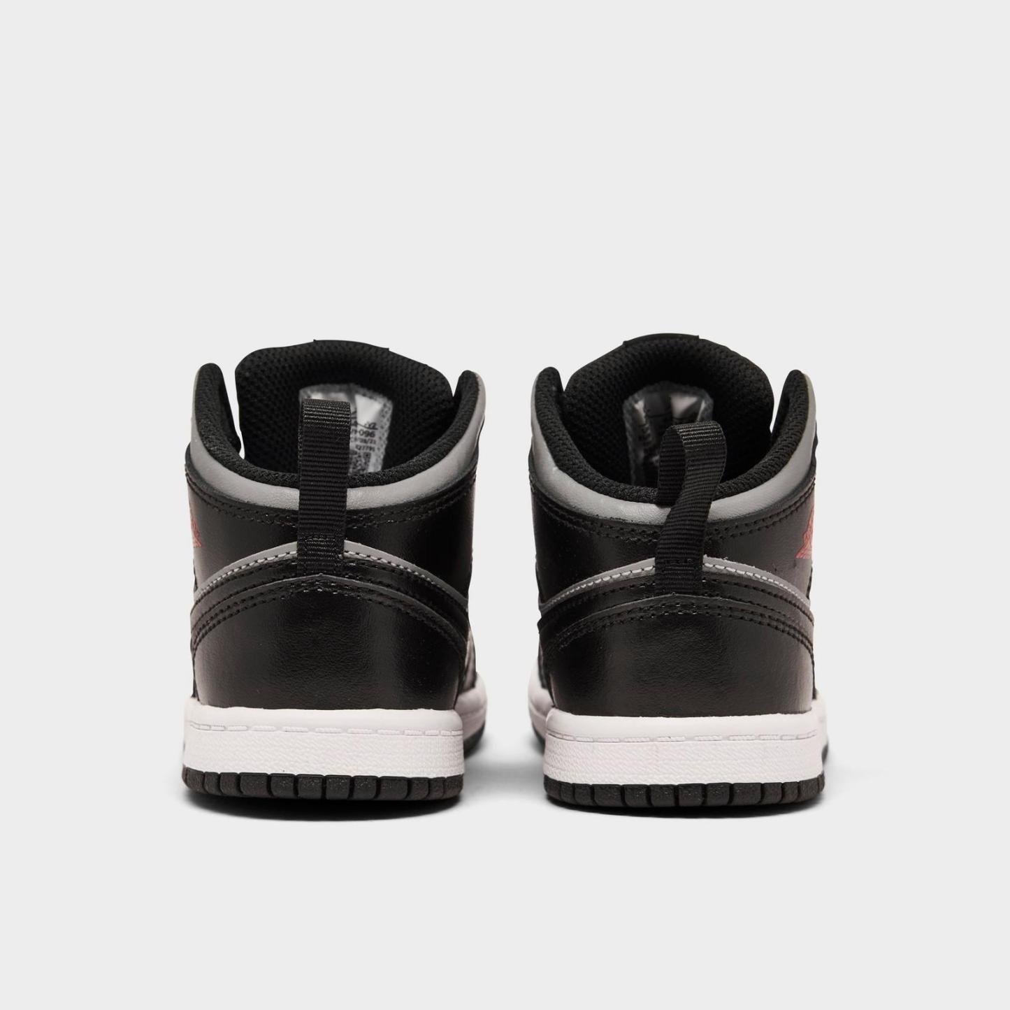 Boys' Toddler Air Jordan Retro 1 Mid Casual Shoes - Black/Gym Red/Particle Grey/White - view 4