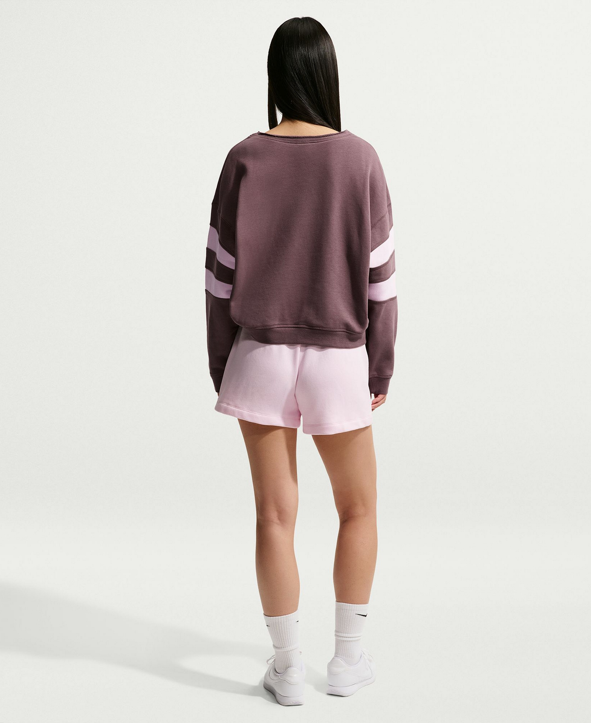 Nike Women's Sportswear Club Fleece Oversized V-Neck Sweatshirt - Tattoo/Pink Foam/Pink Foam