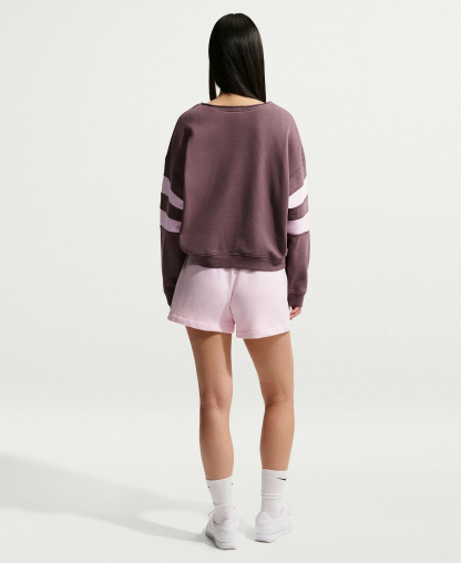Nike Women's Sportswear Club Fleece Oversized V-Neck Sweatshirt - Tattoo/Pink Foam/Pink Foam