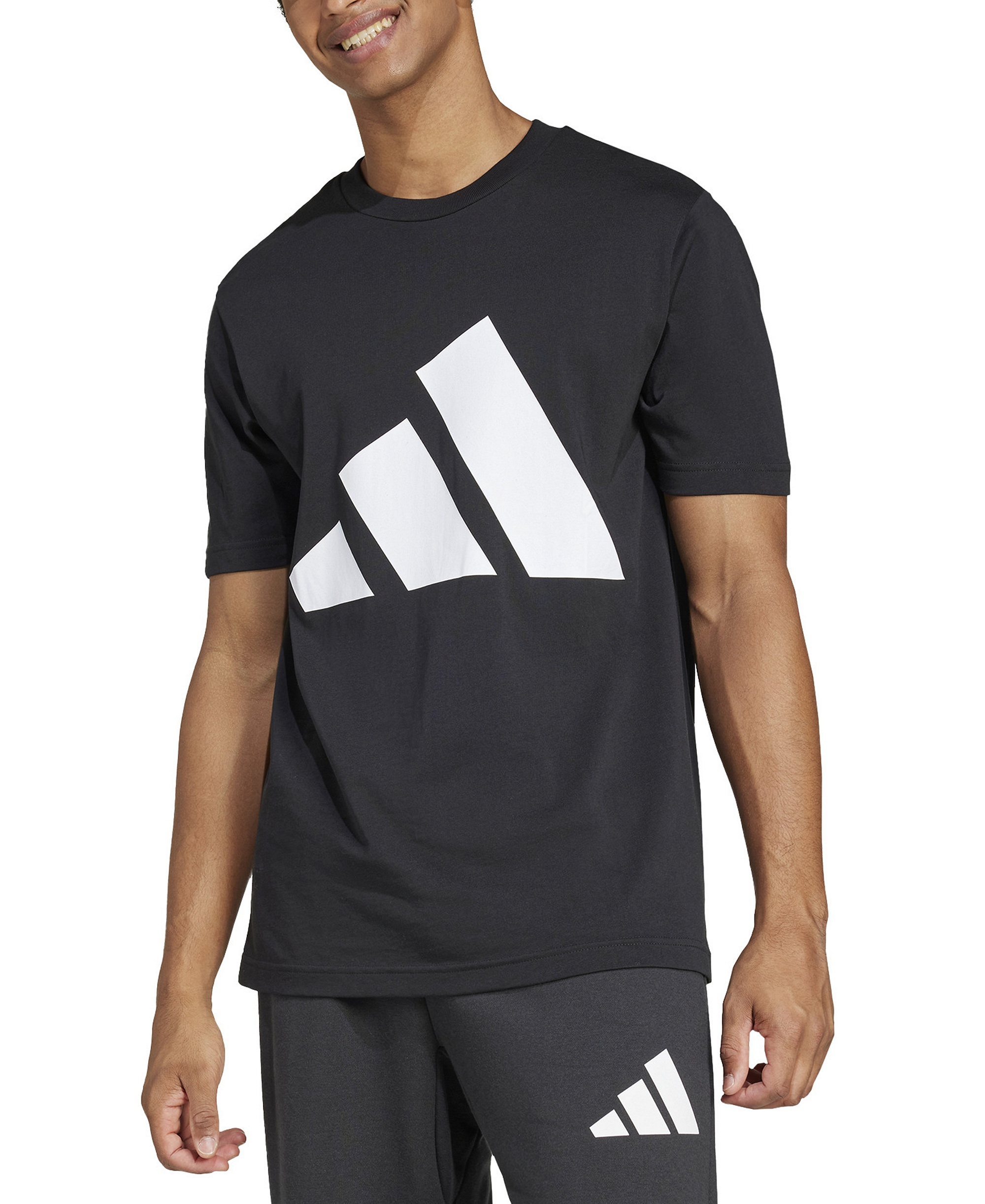 adidas Men's 3-Bar Logo Graphic Cotton T-Shirt - Black/White