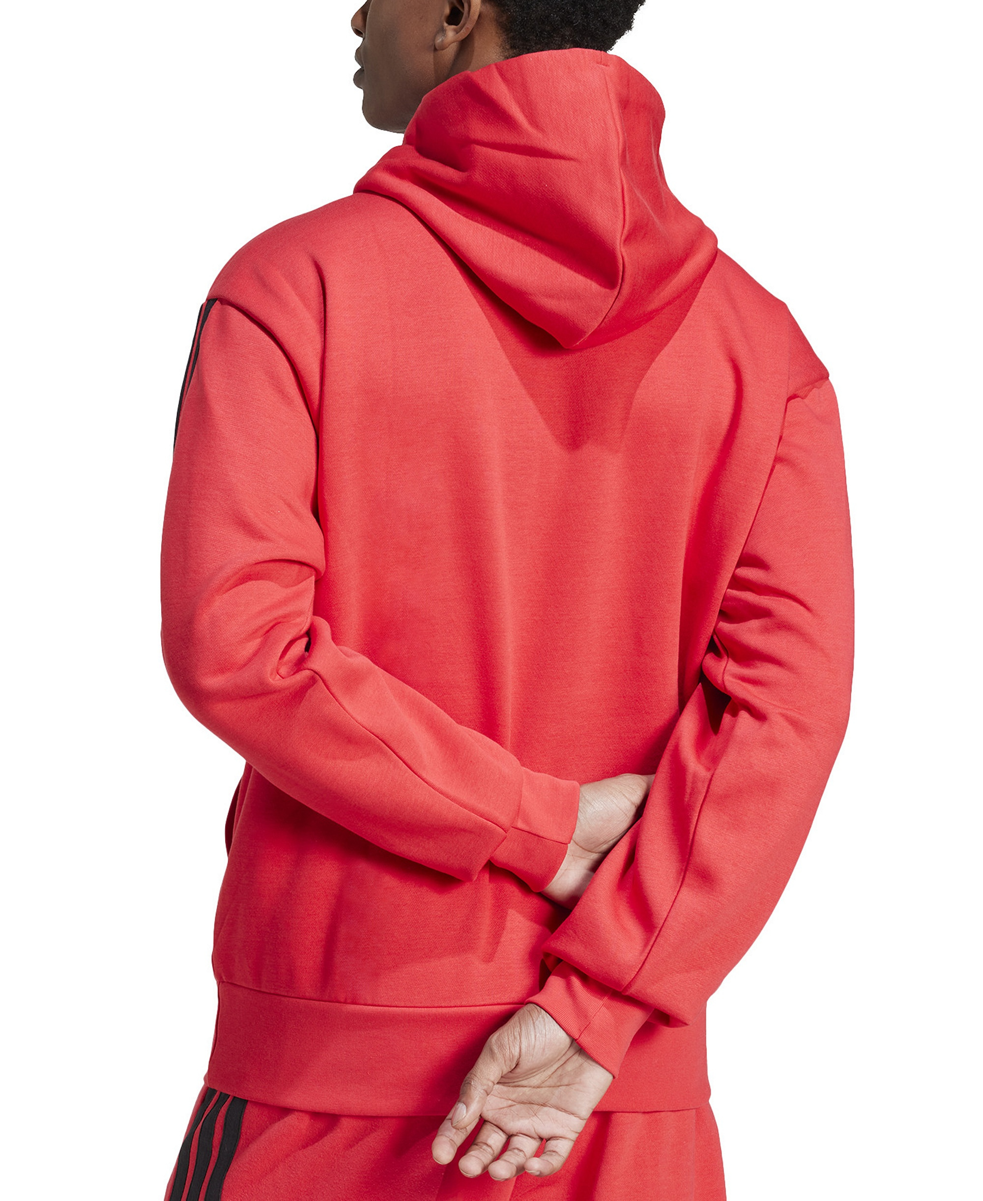 adidas Men's Essential Three-Stripes Fleece Hoodie - Pure Red/Black
