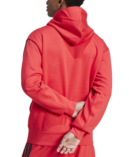 adidas Men's Essential Three-Stripes Fleece Hoodie - Pure Red/Black