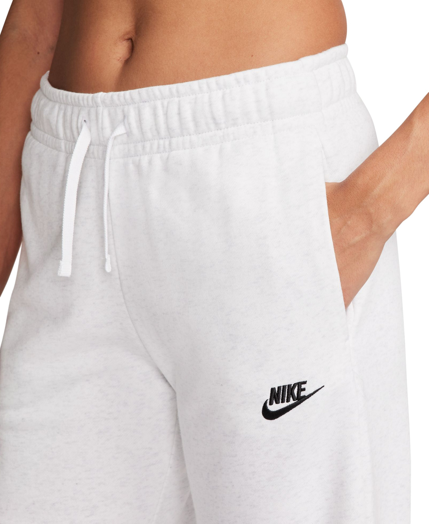 Nike Women's Sportswear Club Fleece Mid-Rise Wide-Leg Sweatpants - Birch Heather/black