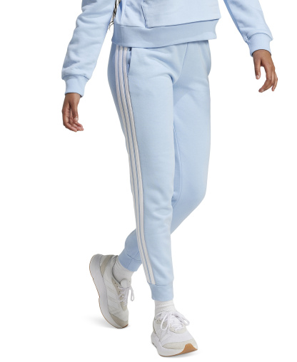 adidas Women's Essentials Three Stripes Fleece Slim Pants - Glow Blue/white