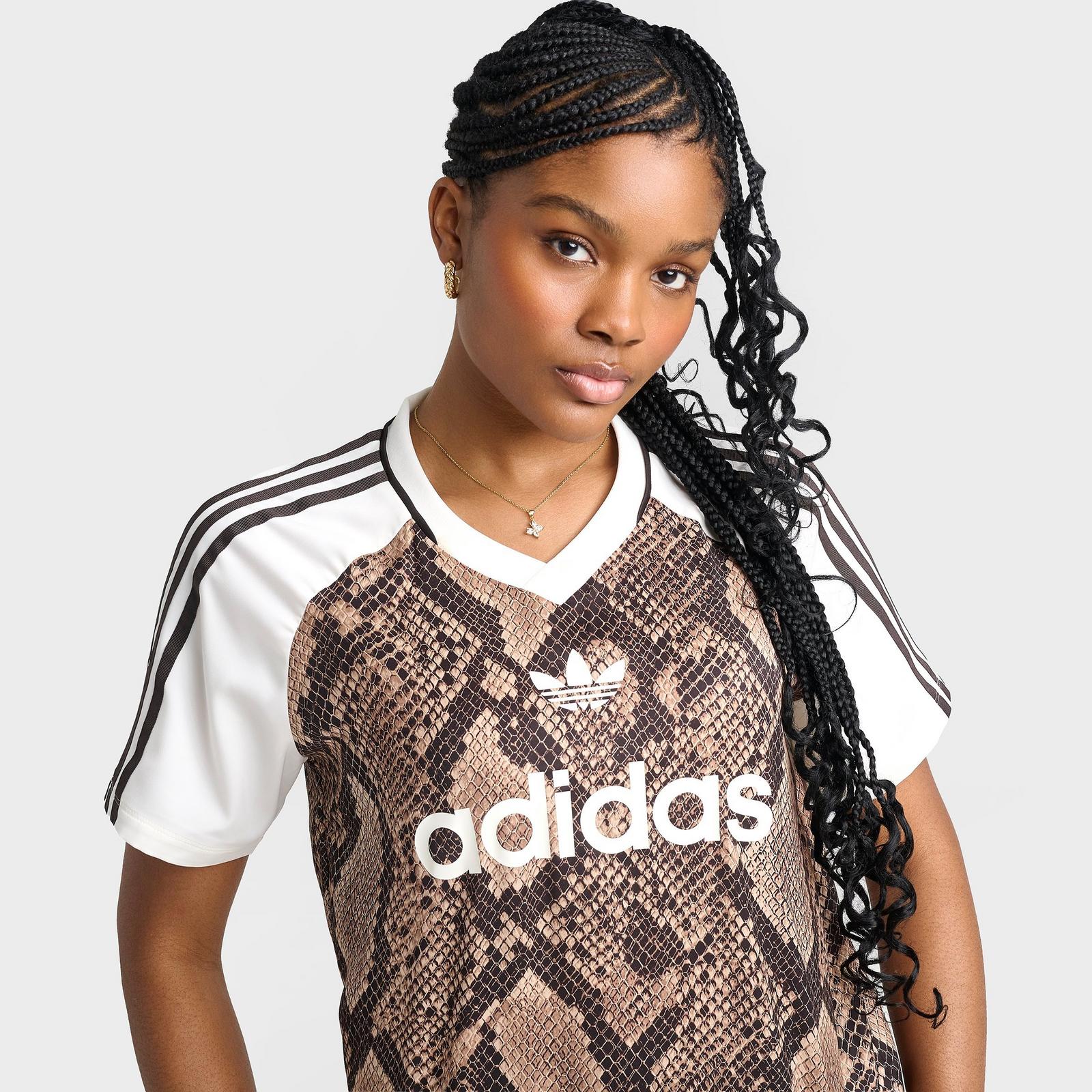 Women's adidas Originals Snake Print Satin Jersey - Linen/Magic Beige - view 5