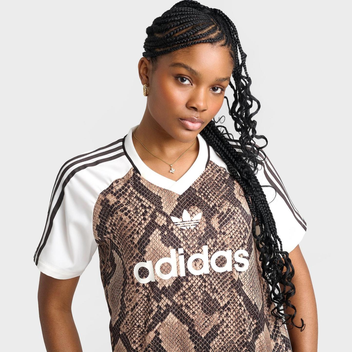 Women's adidas Originals Snake Print Satin Jersey - Linen/Magic Beige - view 5