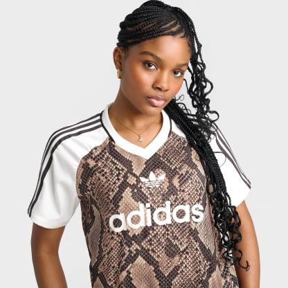 Women's adidas Originals Snake Print Satin Jersey - Linen/Magic Beige - view 5