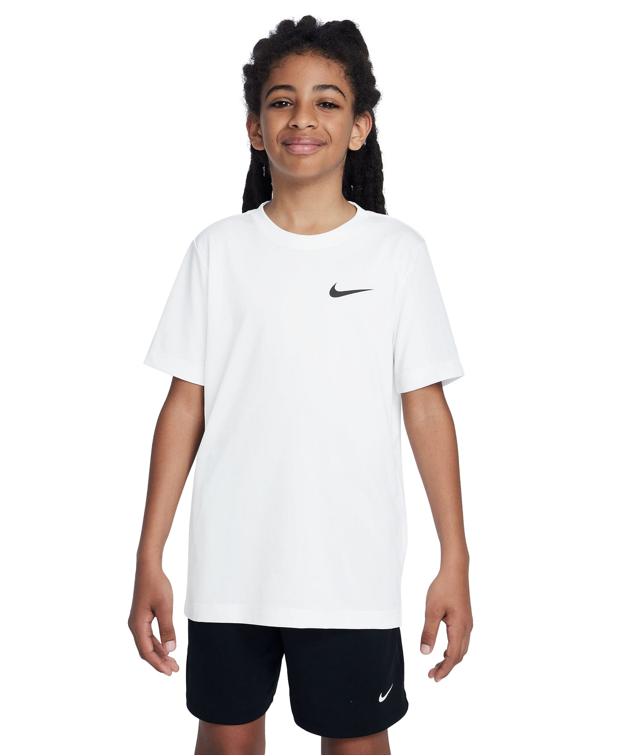 Nike Boys' and Girls' 6-20 Legend Dri-FIT Logo Graphic T-Shirt - White