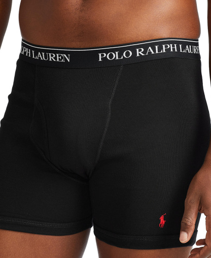 Polo Ralph Lauren Men's 3-Pack Classic Cotton Boxer Briefs - Polo Black
