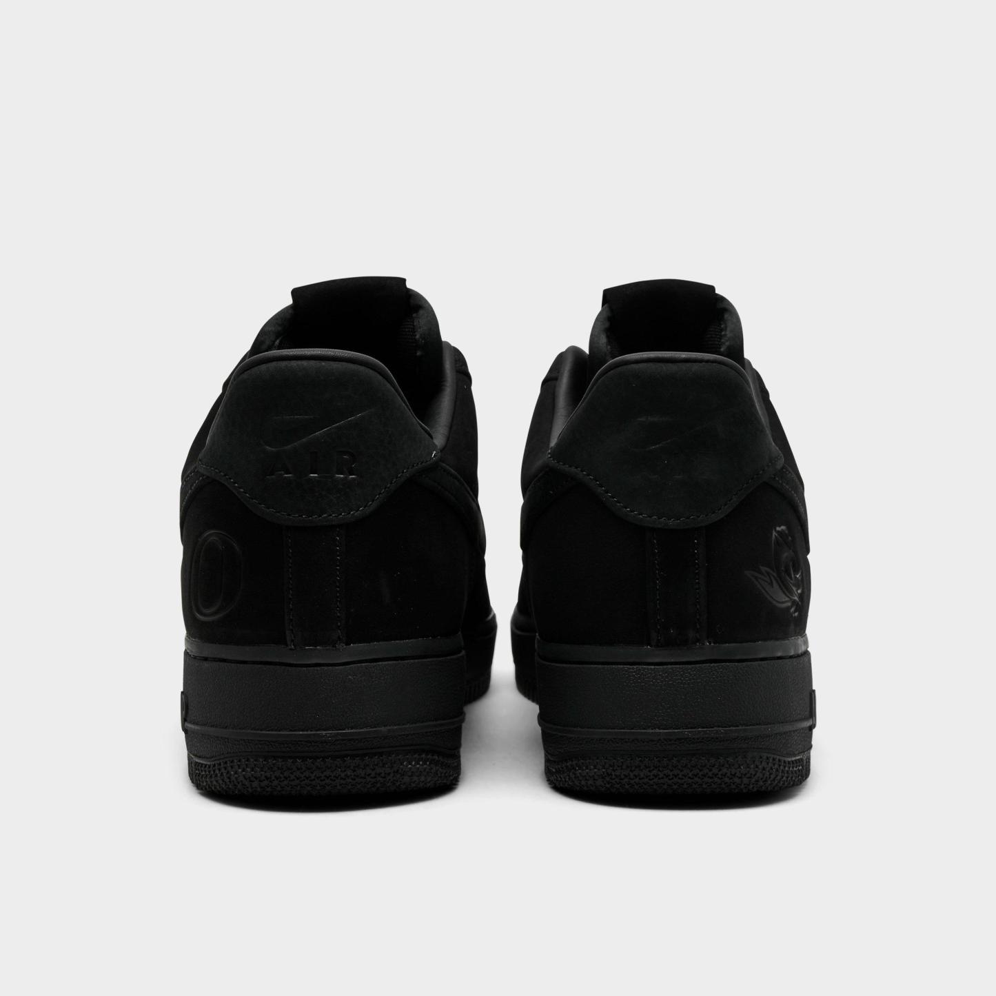 Men's Nithtke Air Force 1 Low Luxe SE Oregon Ducks Casual Shoes - Black/Black - Back view