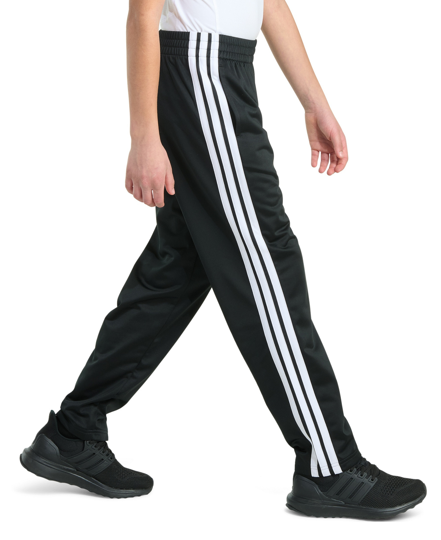 adidas Boys' 8-20 Elastic Waistband Essential 3-Stripe Straight Leg Pants - Black