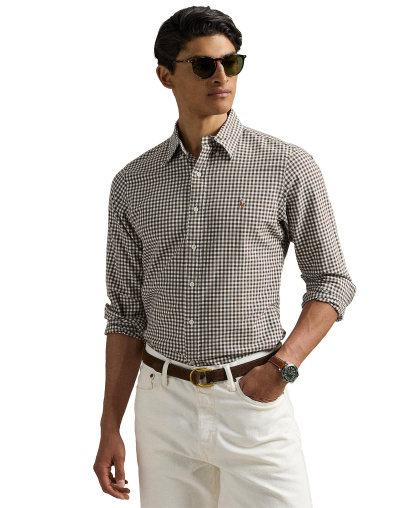 Polo Ralph Lauren Men's Classic-Fit Plaid Brushed Oxford Shirt - Pale Russet/White