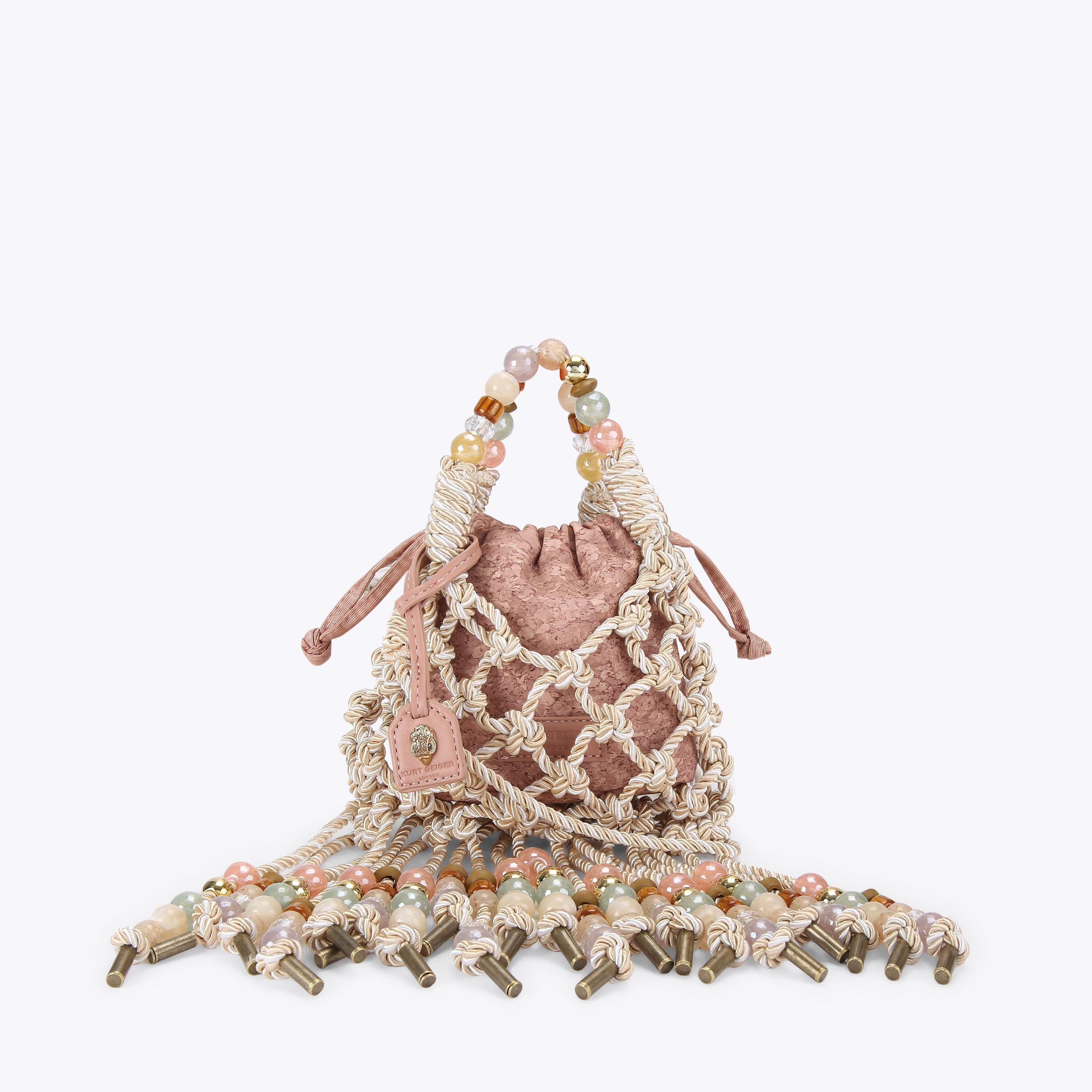 Kurt Geiger London Mini Macrame Rope Bag - Beige