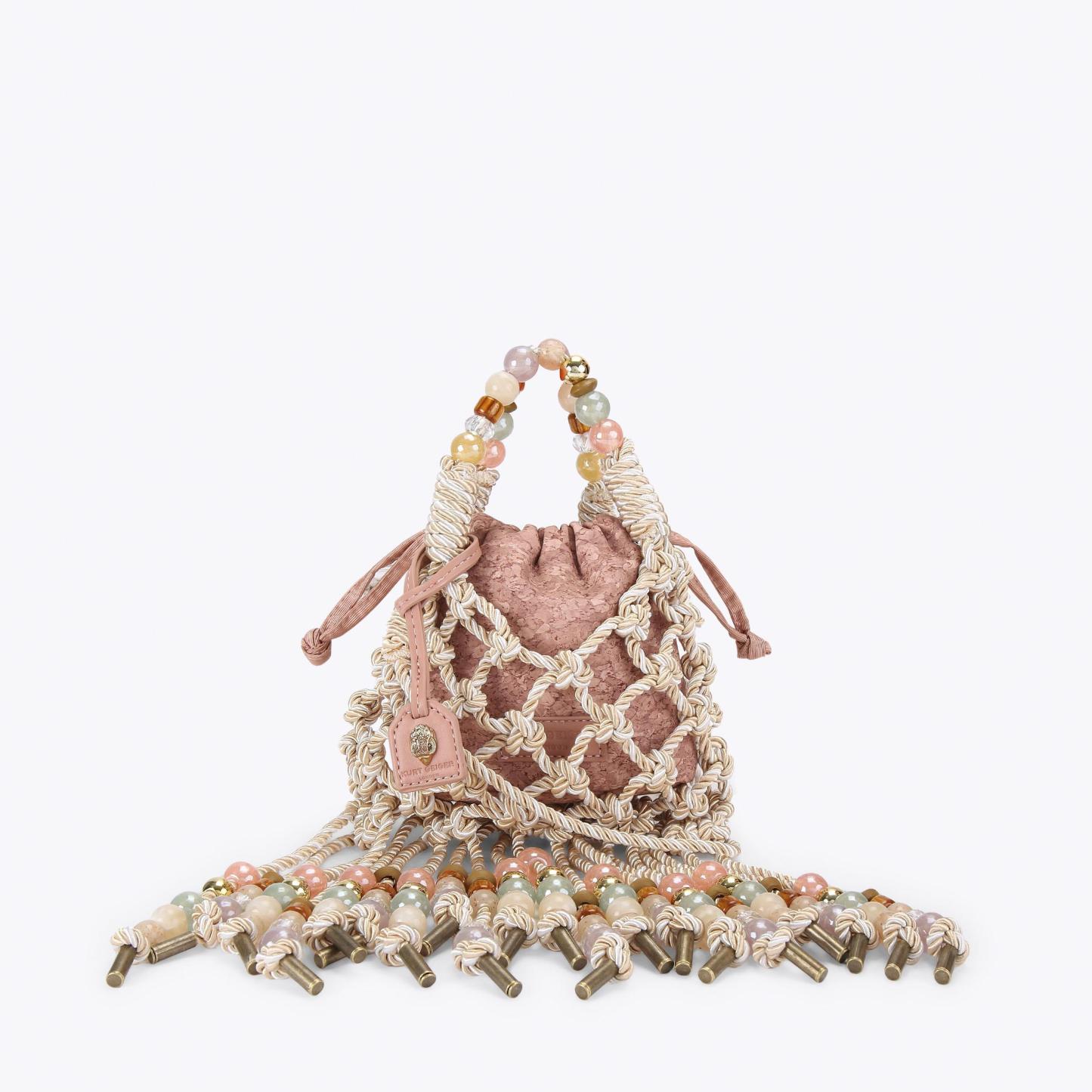 Kurt Geiger London Mini Macrame Rope Bag - Beige