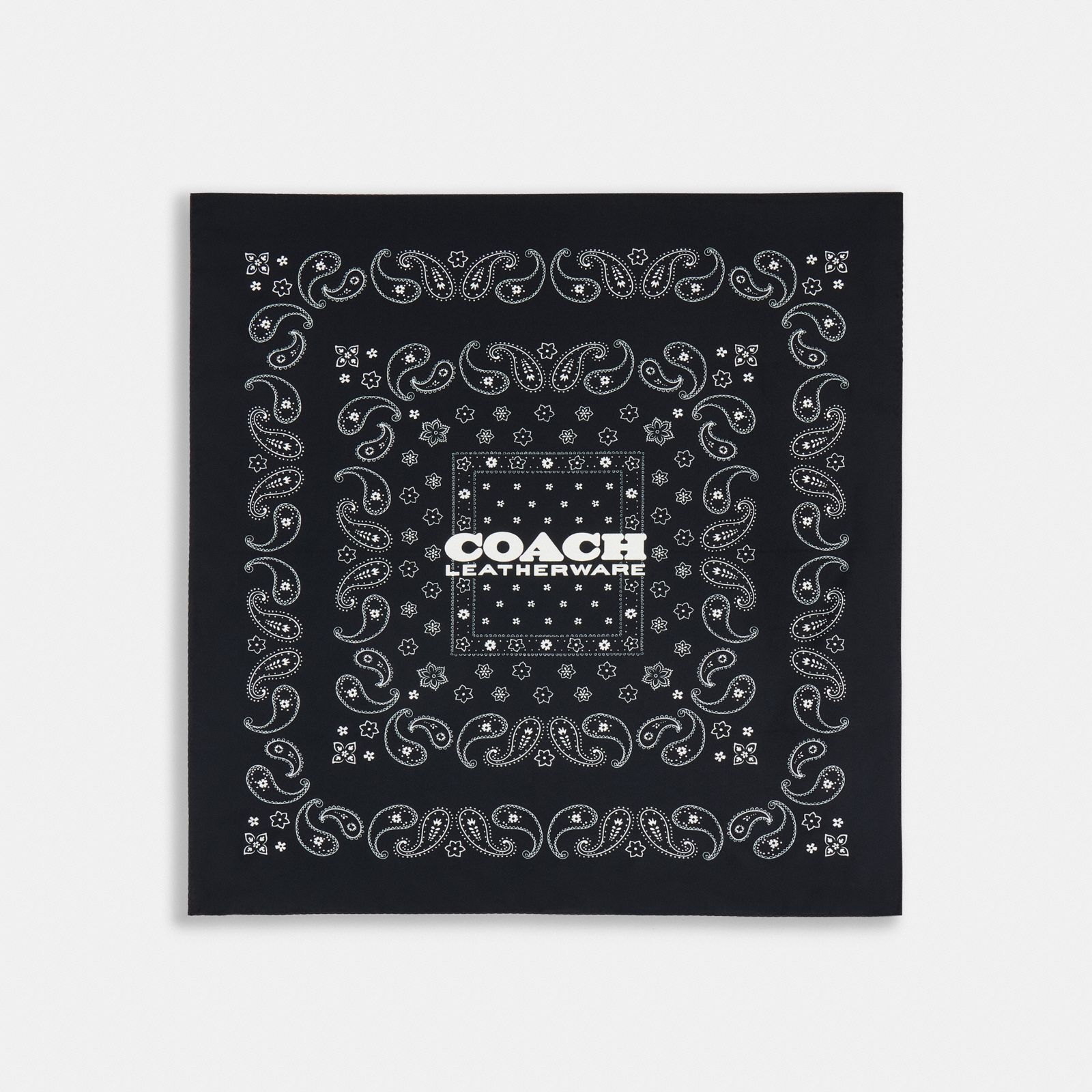 Paisley Print Silk Bandana - Black