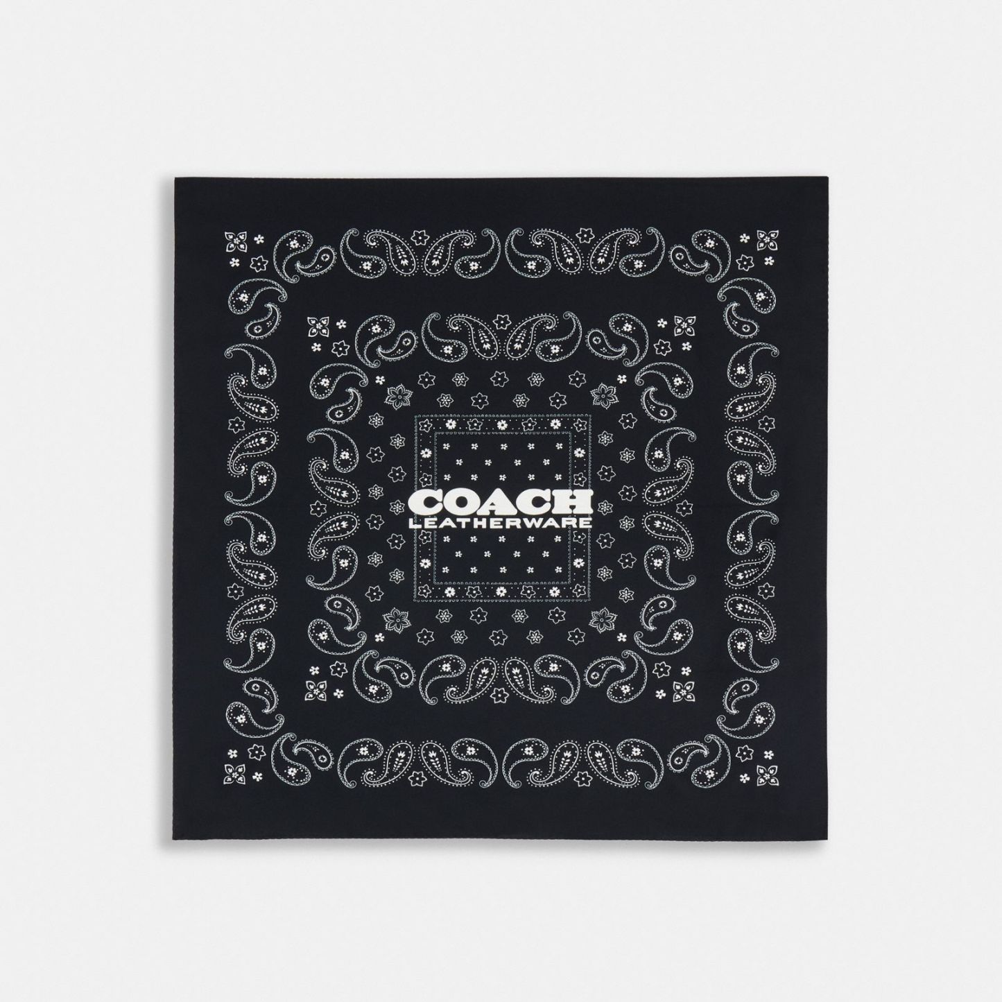 Paisley Print Silk Bandana - Black