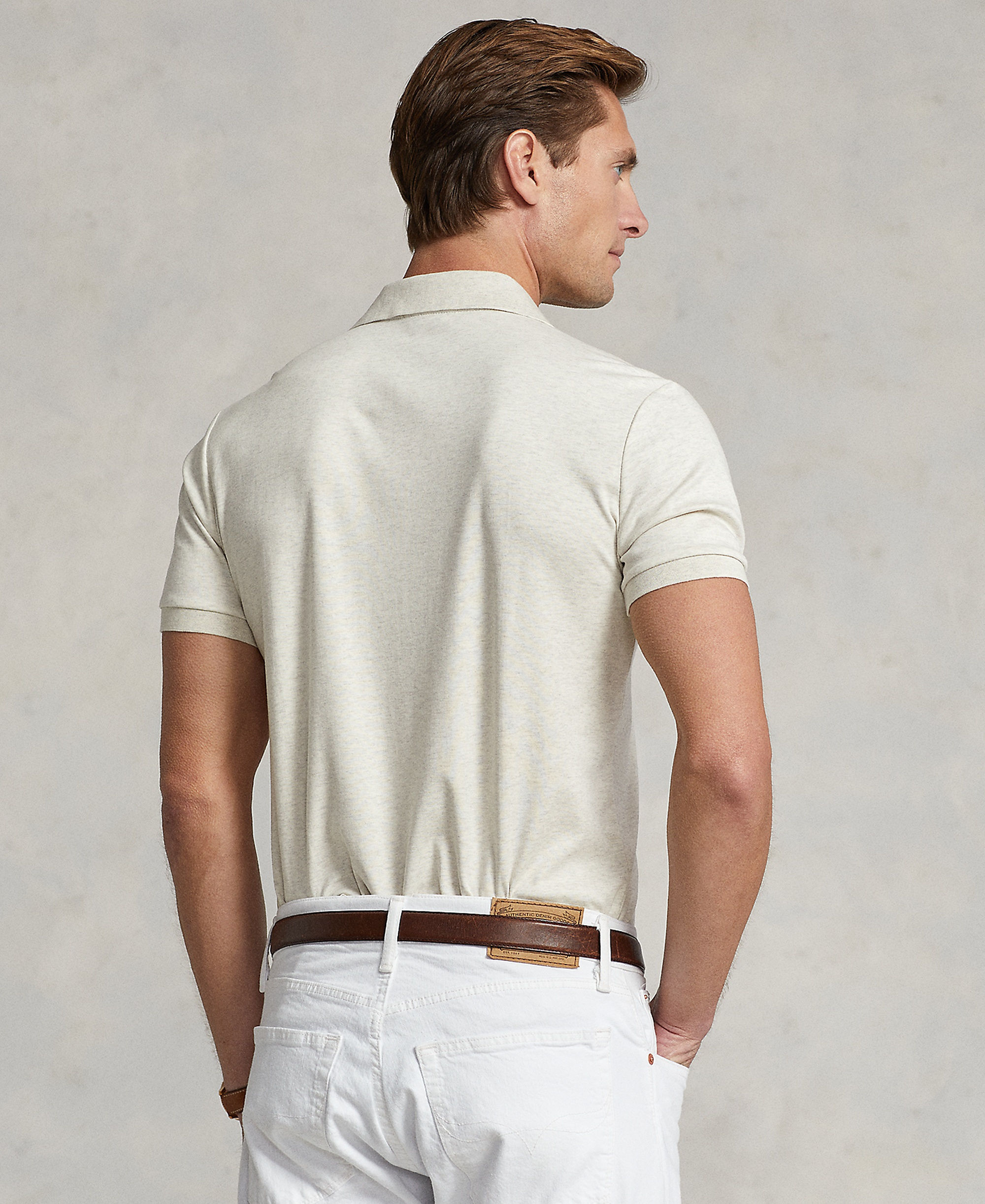 Polo Ralph Lauren Men’s Slim-Fit Soft Cotton Polo Shirt - Cream Heather