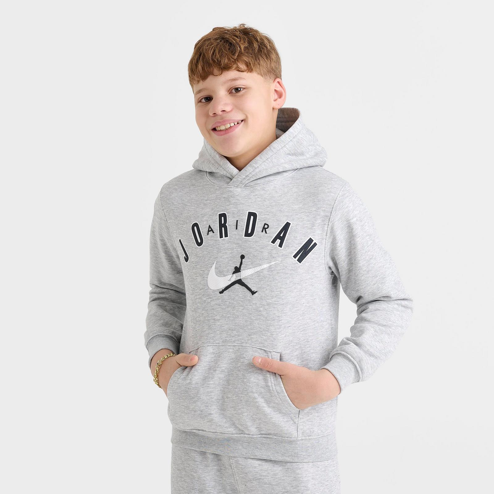 Big Kids' Jordan Jumpman Pullover Hoodie - Light Grey Heather - view 3