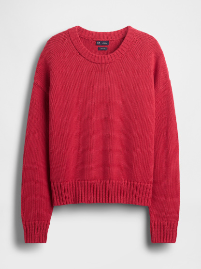 100% Cotton Oversized Crop Sweater - Chakra red