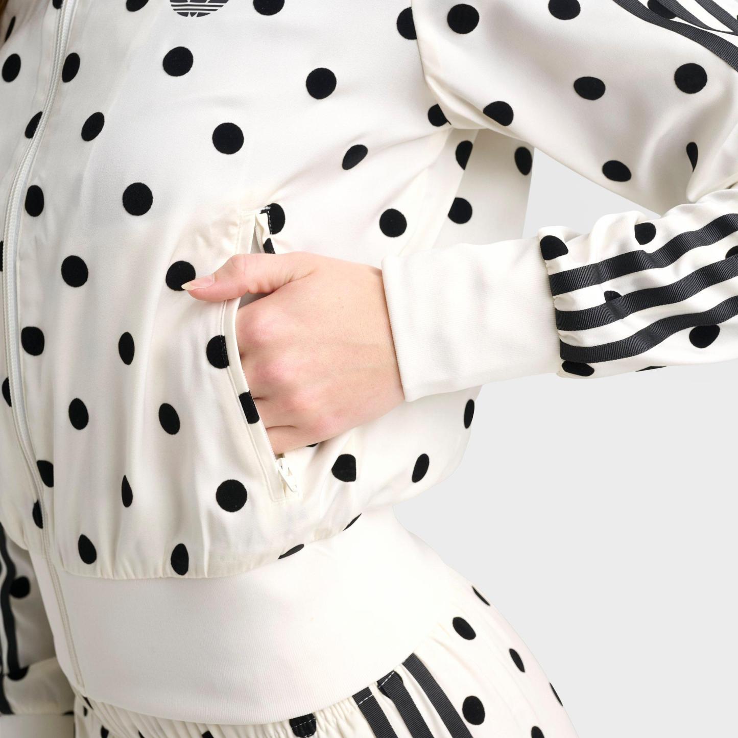 Women's adidas Originals Firebird Polka Dot Satin Track Jacket - Off White