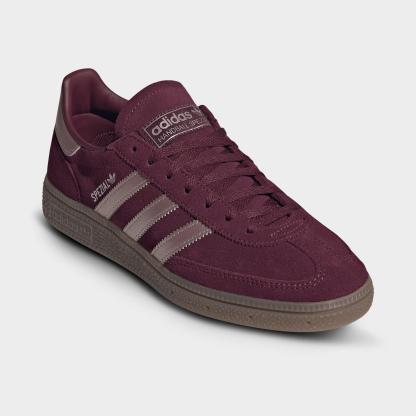 Women's adidas Originals Handball Spezial Casual Shoes - Part 3 - Maroon/Grey/Gum - Both shoes facing left